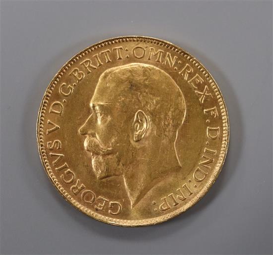 A George V 1926 gold full sovereign.